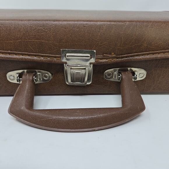 Cassette Tape Storage Carrying Case Brown Vinyl Holds 30 Handle 14.5" x 9" - Picture 15 of 15